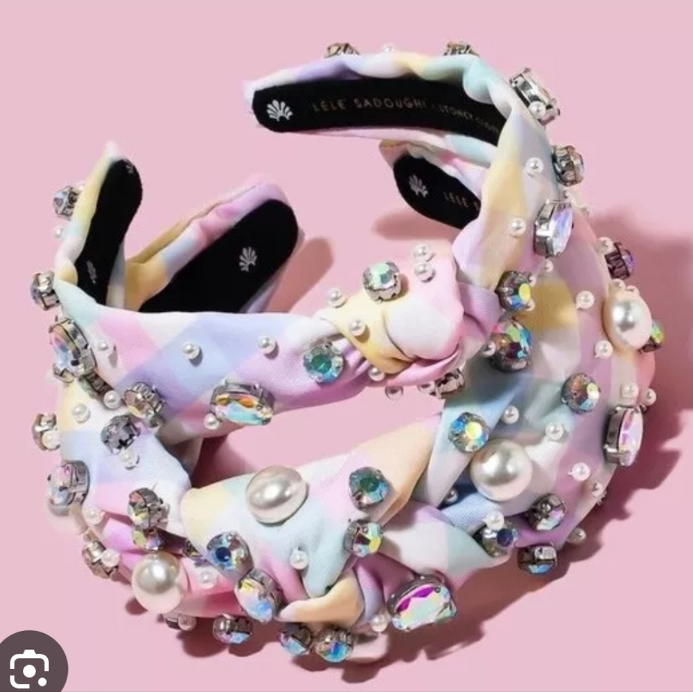 Stoney Clover Lane x Lele Sadoughi Headband in Rainbow Gingham Adult Size